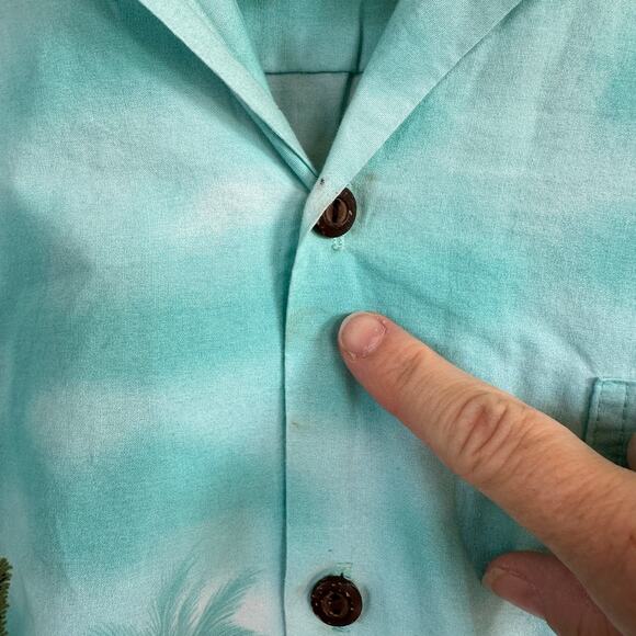 Ky's Vintage Hawaiian Shirt Motorcycle Biker Short Sleeve Resort Vacation Blue S - Picture 9 of 13